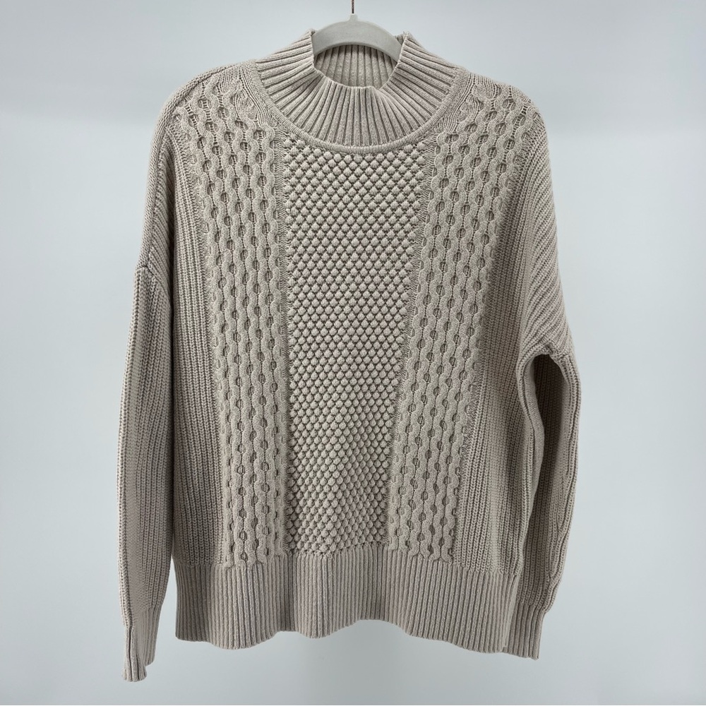 GAP Chunky Knit Sweater in Cream, Cotton/Wool Blend, Women's Oversized Small